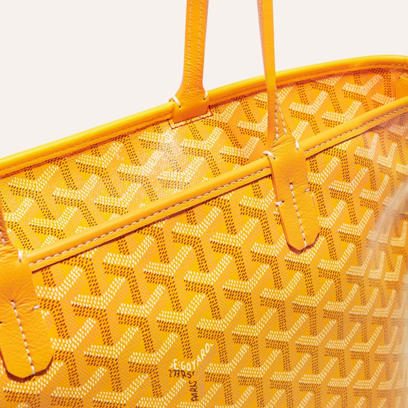 Goyard Goyardine Artois Tote PM Yellow Canvas & Chevroches Calfskin Palladium Hardware - Image 3